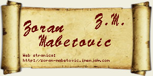 Zoran Mabetović vizit kartica